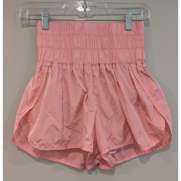 FP Movement by Free People Pink Coral High Waist Lined Shorts Size Small - Picture 1 of 8